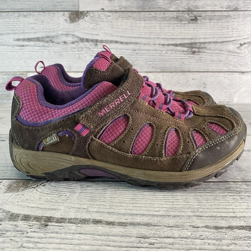 MERRELL Shoes Boys 3W Brown Pink Hiking Outdoor Performance Footwear Sneakers